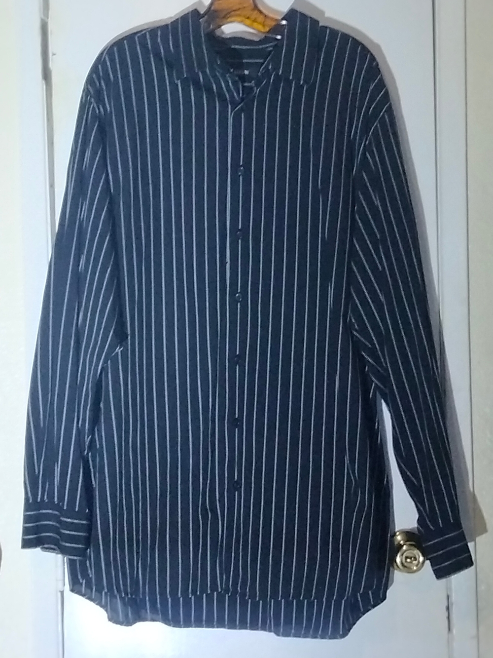 Alfani Black Pinstripe Button Down Dress Shirt 2XLT